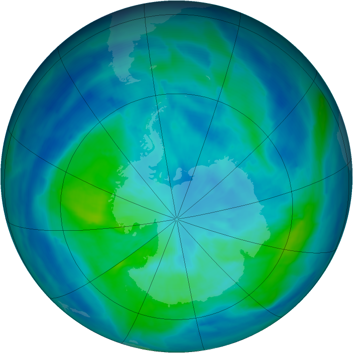 Antarctic ozone map for 23 March 2014